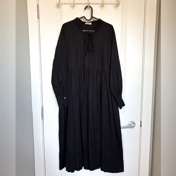 A Bronze Age Black House Dress Cotton Midi M Made in Canada - Picture 3 of 6